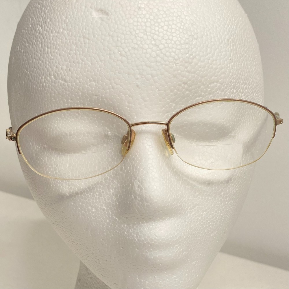 💎Jessica McClintock JMC 188 Eyeglasses Frame Gold Tone Wire Half Rim Monogram